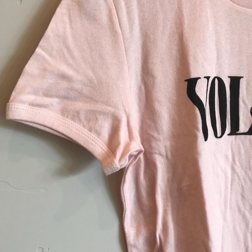 VOLCOM Pink Logo Graphic Print Ringer Tee - Picture 5 of 7